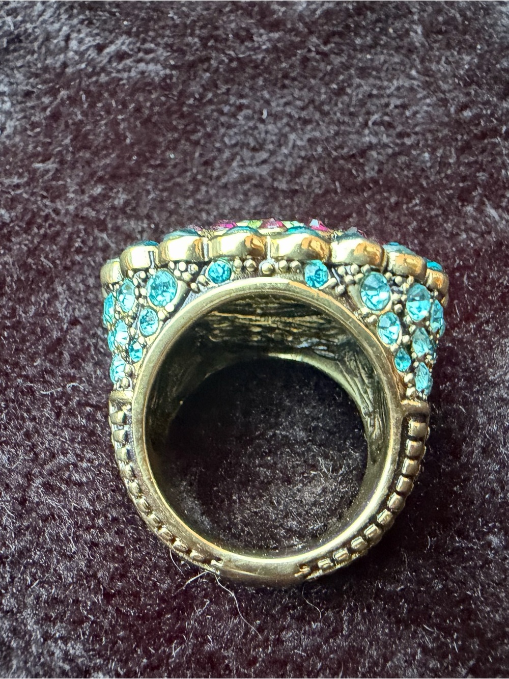 Heidi Daus Turquoise, Pink & Lime Crystal Cluster Ring *Size 6 - Picture 7 of 8